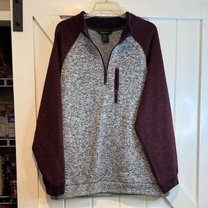 Men's Half-Zip Zip Pocket Pullover - Maroon and Heather Gray